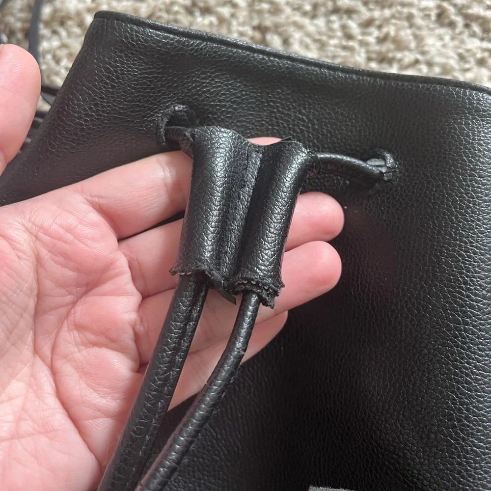 Victoria’s Secret Limited Edition Black Vegan Leather Drawstring Fringe Backpack
